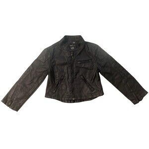 Polo Ralph Lauren Jacket Boys 4T Black Moto Biker Faux Leather Quilted Cotton